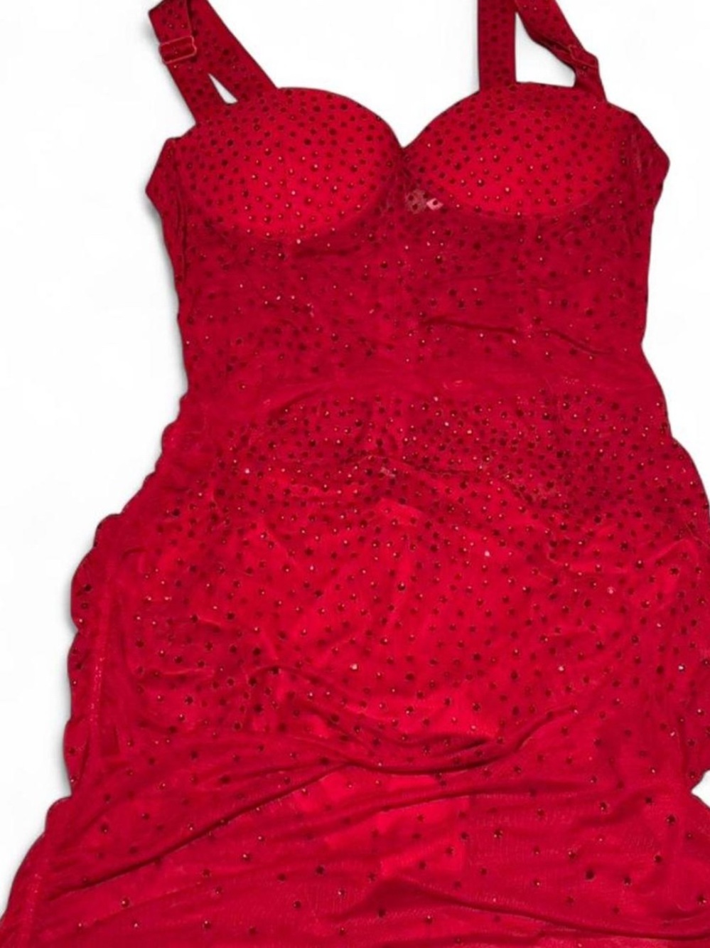 Red Embellished Bustier Bodycon Dress
